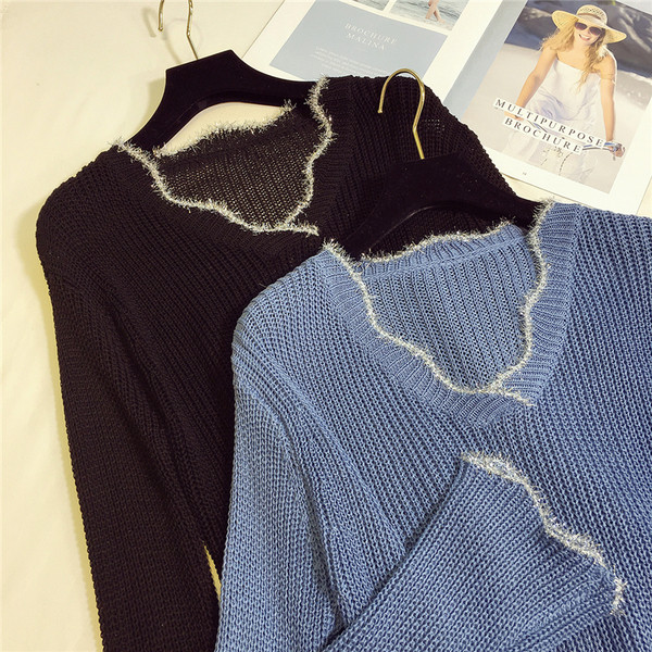 Pulover casual dama in alb, negru si albastru