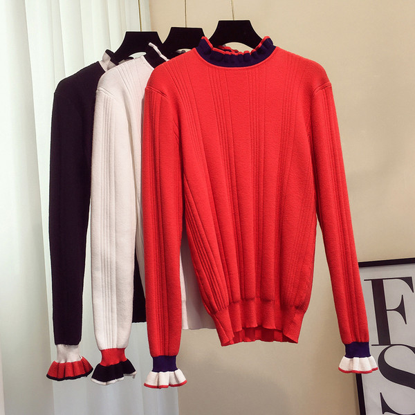 Pulover de dama modern cu guler polo in trei culori