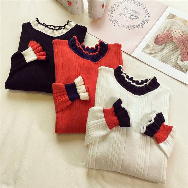 Pulover de dama modern cu guler polo in trei culori