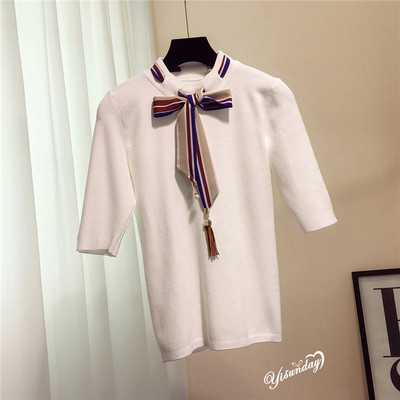 Νέο λεπτό γυναικείο πουλόβερ με πολύχρωμη κορδέλα - τέσσερα χρώματα