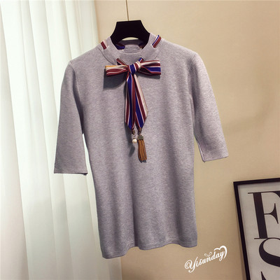 Νέο λεπτό γυναικείο πουλόβερ με πολύχρωμη κορδέλα - τέσσερα χρώματα