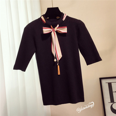 Νέο λεπτό γυναικείο πουλόβερ με πολύχρωμη κορδέλα - τέσσερα χρώματα