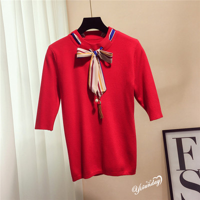 Νέο λεπτό γυναικείο πουλόβερ με πολύχρωμη κορδέλα - τέσσερα χρώματα