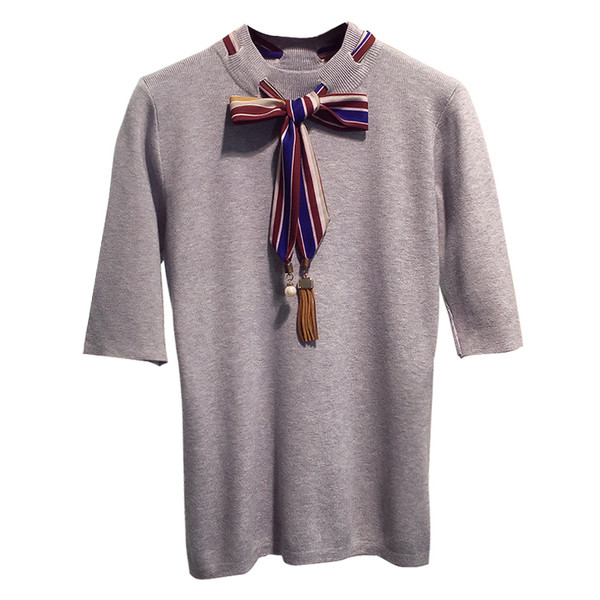 Νέο λεπτό γυναικείο πουλόβερ  με πολύχρωμη κορδέλα - τέσσερα χρώματα