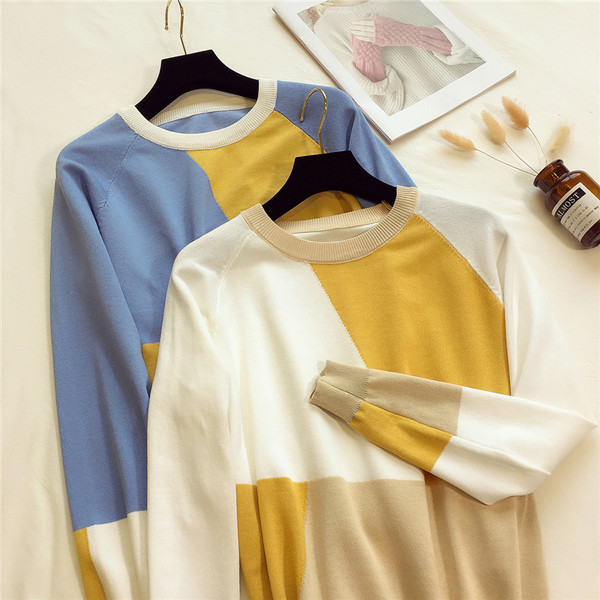 Γυναικεία πουλόβερ με ντεκολτέ σε σχήμα Τ σε τρία χρώματα