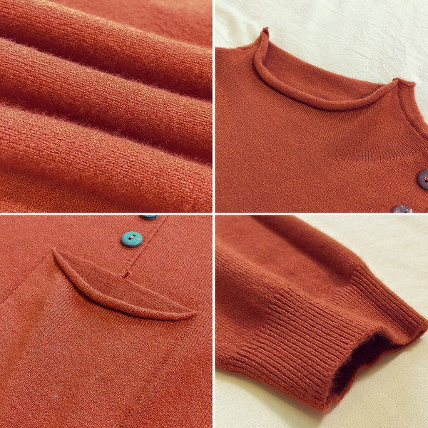 Pulover de dama subtire cu decor buzunar si nasturi - trei culori