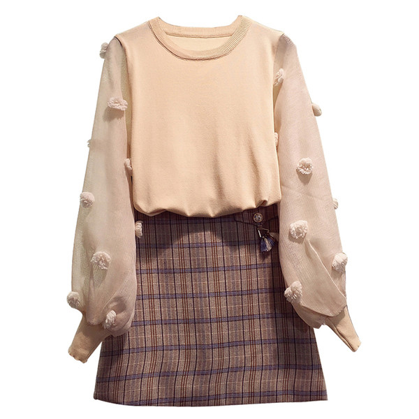 Модерен дамски тънък пуловер с прозрачни ръкави - три цвята