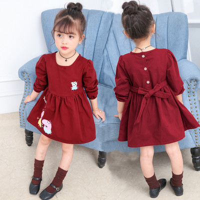 Rochie actuala pentru copii cu broderie si panglica in trei culori