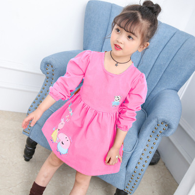 Rochie actuala pentru copii cu broderie si panglica in trei culori