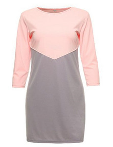 Модерна дамска рокля с 3/4 ръкав в няколко цвята 