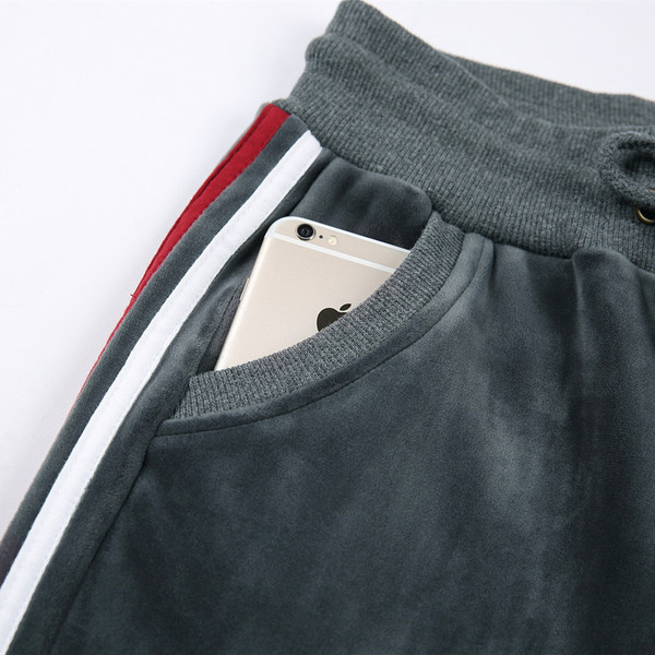 Дамски кадифен анцуг с висока талия в два цвята