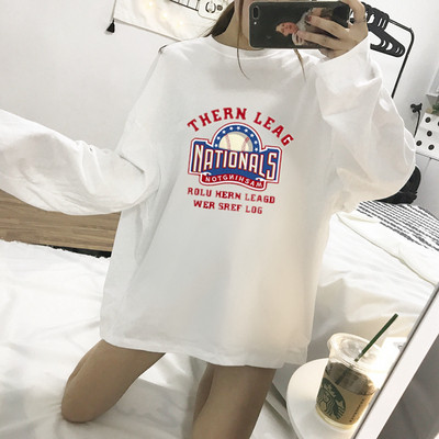 Bluza de dama model lat cu guler in forma de O alb cu inscriptie