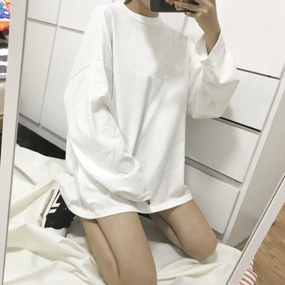 Bluza de dama model lat cu guler in forma de O alb cu inscriptie