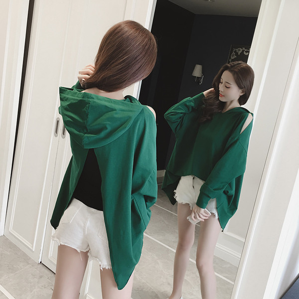 Bluză de damă modernă cu spate deschis și glugă în mai multe culori