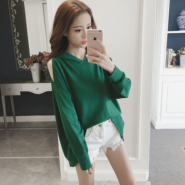 Bluză de damă modernă cu spate deschis și glugă în mai multe culori