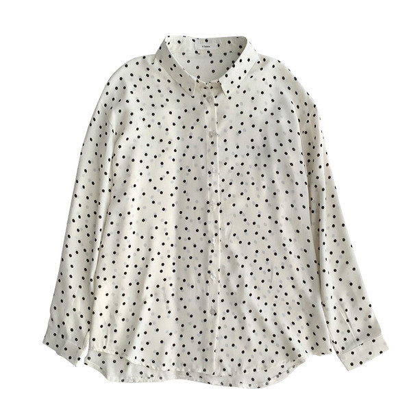 Cămașă modernă de damă în două culori de puncte