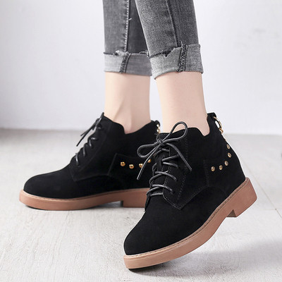 Cizme de dama elegante din piele intoarsa cu ochiuri in trei culori