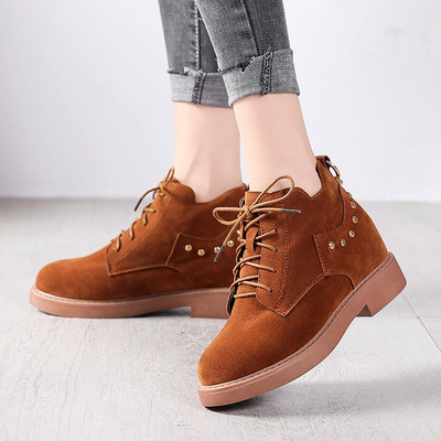 Cizme de dama elegante din piele intoarsa cu ochiuri in trei culori