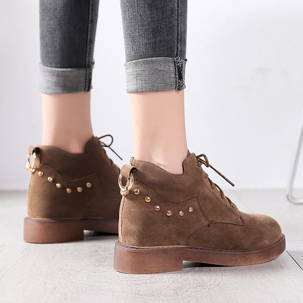 Cizme de dama elegante din piele intoarsa cu ochiuri in trei culori