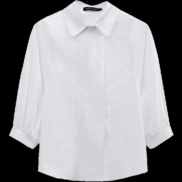 Cămașă albă de damă casual, cu mâneci lungi și guler