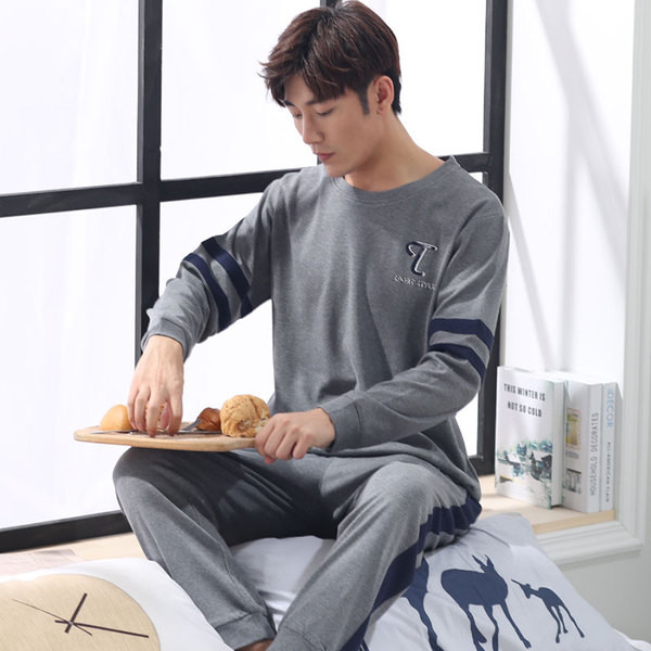 Pijamale bărbați din bumbac în două părți în trei modele