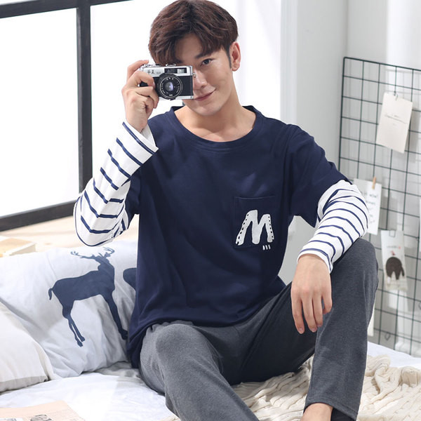 Pijamale bărbați din bumbac în două părți în trei modele