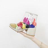 Ghete de dama moderne transparente cu sosete in mai multe culori