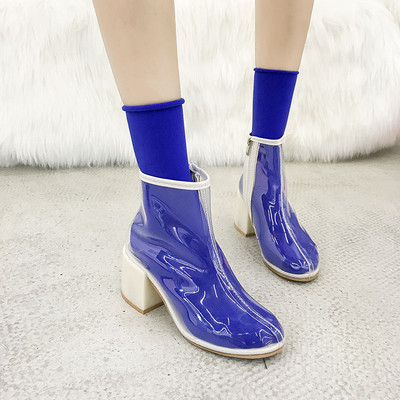 Ghete de dama moderne transparente cu sosete in mai multe culori