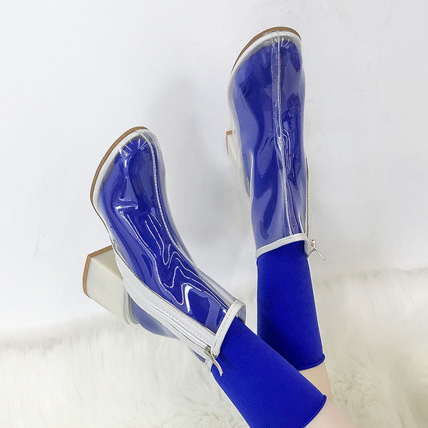 Ghete de dama moderne transparente cu sosete in mai multe culori