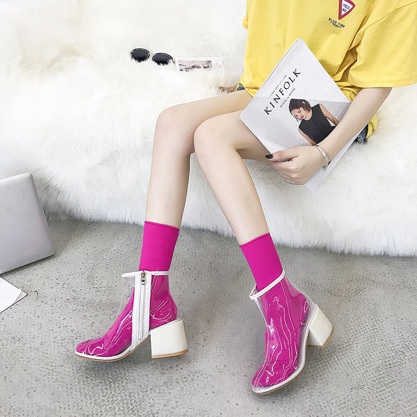 Ghete de dama moderne transparente cu sosete in mai multe culori