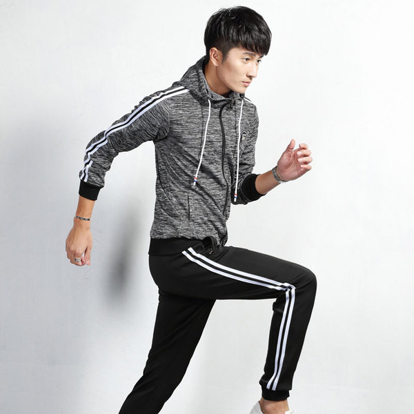 Set sport pentru bărbați din două părți - hanorac cu glugă și pantaloni cu margine laterală