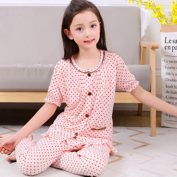 Модерна детска пижама на точки за момичета 