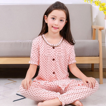 Модерна детска пижама на точки за момичета 