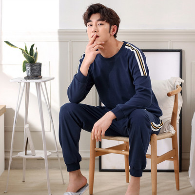 Pijamale bărbați din două piese în mai multe modele cu broderie, mâneci și imprimeu