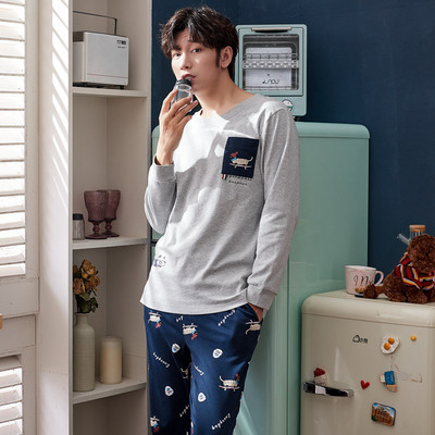 Pijamale bărbați din două piese în mai multe modele cu broderie, mâneci și imprimeu