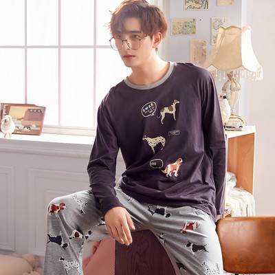 Pijamale bărbați din două piese în mai multe modele cu broderie, mâneci și imprimeu