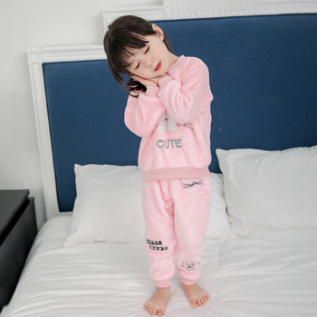 Παιδικές ζεστές  πιτζάμες για κορίτσια σε ροζ χρώμα