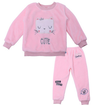 Παιδικές ζεστές  πιτζάμες για κορίτσια σε ροζ χρώμα
