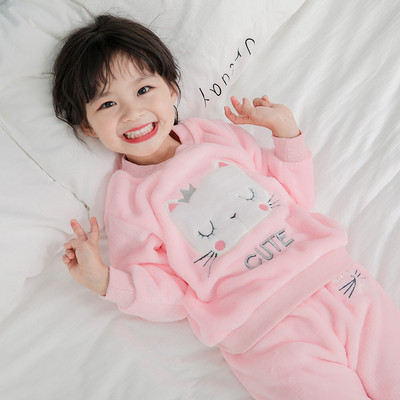 Children`s soft pajamas for girls in pink