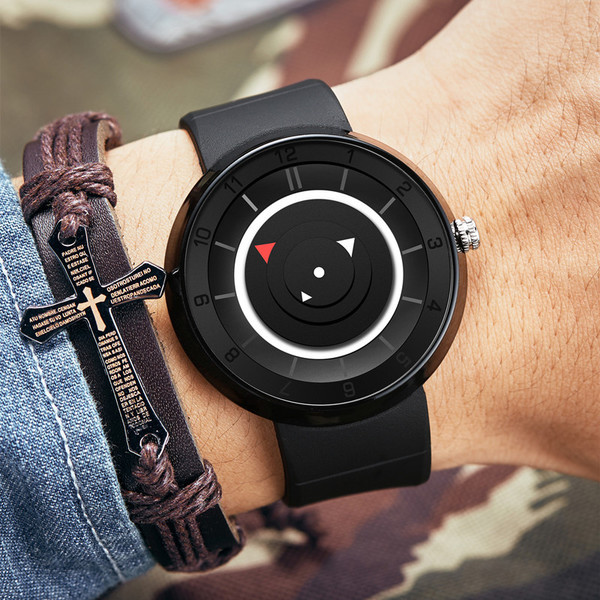 Ανδρικό ρολόι σε τρία χρώματα  με λουράκι από καουτσούκ