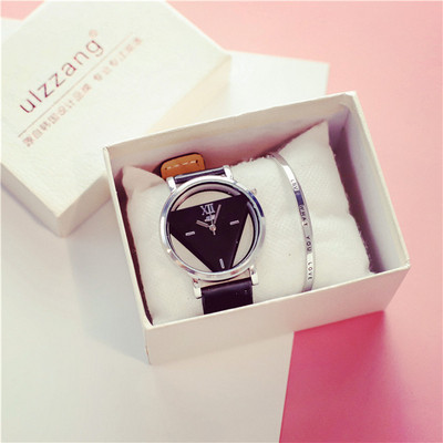 Ceas de dama cu curea din piele in trei culori