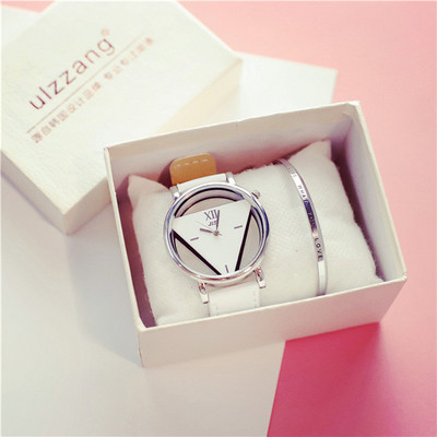 Ceas de dama cu curea din piele in trei culori