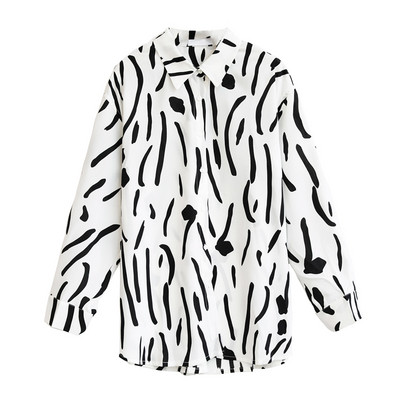 Modern női hosszú ujjú ing mintával