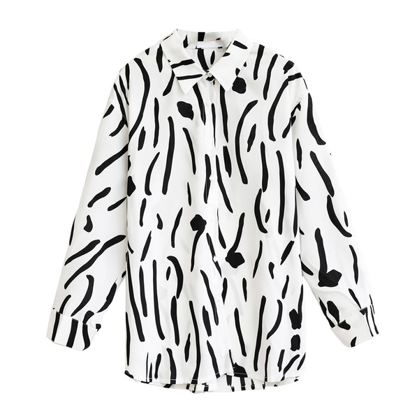 Modern női hosszú ujjú ing mintával