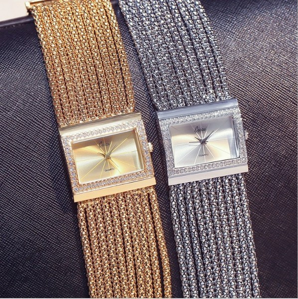 Ceas de dama elegant cu pietre decorative in mai multe culori