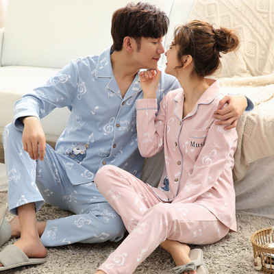 Pijamale pentru bărbați și femei în două părți cu inscripție