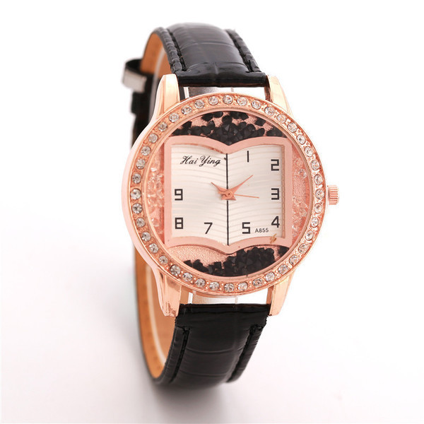 Ceas de dama modern cu pietre decorative in trei culori