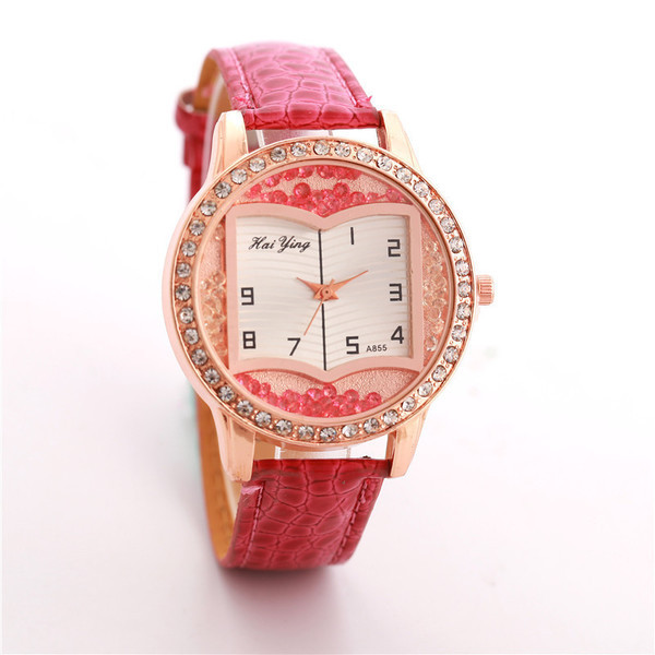 Ceas de dama modern cu pietre decorative in trei culori