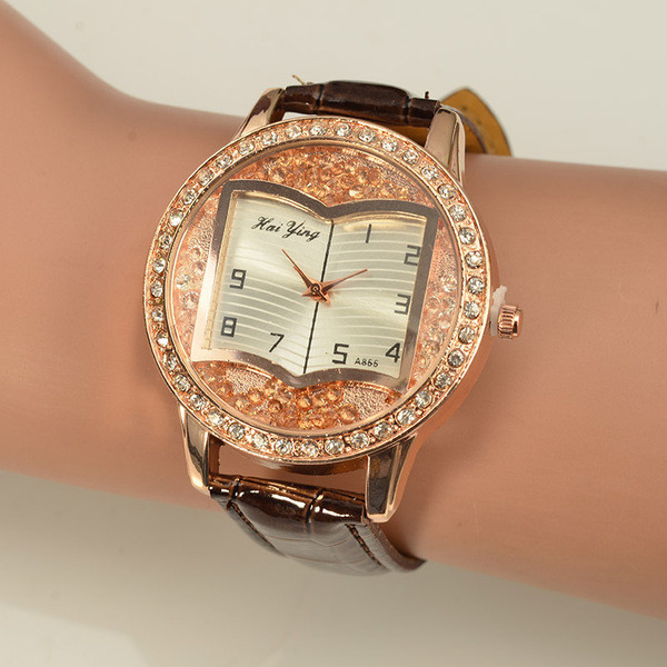 Ceas de dama modern cu pietre decorative in trei culori