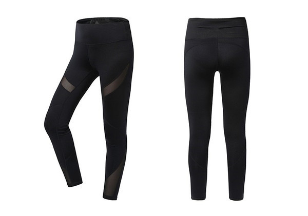 Γυναικείο αθλητικό κολάν  με στοιχείο - μαύρο πλέγμα